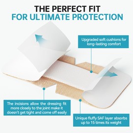 Dimora Silicone Foam Dressing with Border Joint Application - Adhesive 4"x8" Wound Dressing Bandage for Post Elbow Shoulder Knee Surgery Care 10 Pack