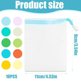 WeddHuis Pack of 10 Nylon Soap Bags, Exfoliating Mesh Bag for Soaps, Facial Cleansing and Bathing, Foam Nets with Drawstring Closure, 11 x 9 cm