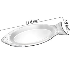 Suwimut 6 Pack Fish Serving Platter, Stainless Steel Fishes Dish Fish Shaped Plate, Large Sizzling Platter Metal Food Serving Tray for Fishes Meat Appetizers Dessert Sushi, 13.8 Inch by 4.9 Inch