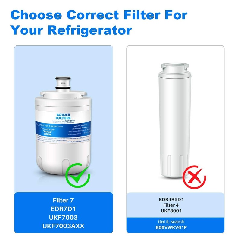 Golden Icepure UKF7003 Rrefrigerator Water Filter Replacement for AS229CSBGB, UKF7002,