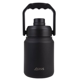 Oasis 1.2L Insulated Mini Jug Stainless Steel Drink Bottle w/Carry Handle Black