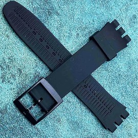 XMHYB Replacement band for Swatch Waterproof Silicone Rubber Watch Band Compatible with Swatch Skin Series - Soft Silicone Watch Strap for Women and Men (Black/Grey/Navy Blue, 17MM)