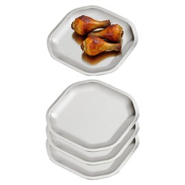 15x15 cm Square Appetizer Plates,Thick Stainless Steel Dinner Plates, Pasta Dessert Plates for Sushi, Fruit Oven/Dishwasher Safe, Set of 4,Silver