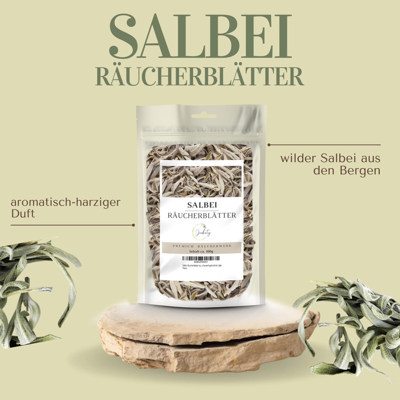 JEEBUTY Sage Incense Leaves Loose 100 g Incense Dried Sage