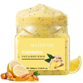 Turmeric Body Scrub - Exfoliating & glowing Gel with Niacinamide & Rice Powder, Grain-Free Formula for Smooth Glowing Skin, Face, Hand, Foot Scrub,Nourishes Skin,Deep Cleansing 350ml