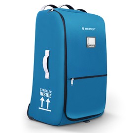 REMEIT Stroller Bag for Airplane, Stroller Travel Bag Compatible with UPPAbaby Vista, Vista V2, Cruz V2, Rolling Wheel Bag with Storage Pocket, Multiple Handles, Luggage Tag for Flight Travel, Blue