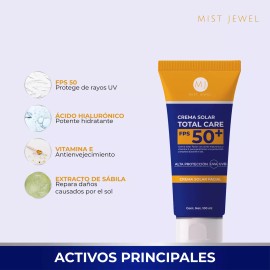 Mist Jewel Protector Solar Facial Total Care Fps 50+ Con A. Hialurónico