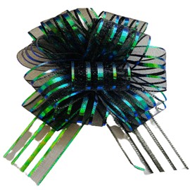 Large Organza Pull Bows 5 Packs Pull Bows Gift Wrapping Decoration Bow 50mm Green Pulled Bow Ribbons Gift Bows for Present Wedding Car Gift Baskets Present Wrapping Flower Birthday Present Ties.