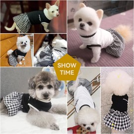 PETCARE Small Dog Dress Classic Black Plaid Dresses for Dogs Soft Cute Summer Puppy Dress Shirt Shih Tzu Pomeranian Chihuahua Yorkie Clothes Outfits for Small Dogs Girl