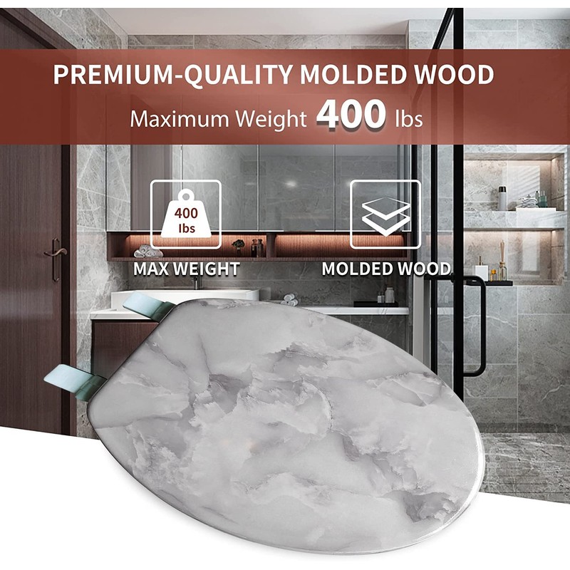 J&V TEXTILES Round Toilet Seat W/ Easy Clean & Change