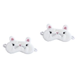 LALAFINA 2pcs Cute Cat Mask for Sleeping Lightweight Comfortable Night Blindfold for Travel Work and Naps Soft Eye Cover for Relaxation and