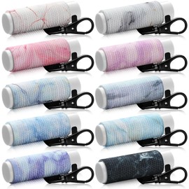 10 Pack Lip Balm Holder Keychain Compact Clip On lipstick Holder Lip Gloss Holder Keychain Elastic lipstick Sleeve Clip (Marble Style)