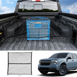 Maxzina Cargo Net Compatible with 2022-2025 Ford Maverick Trunk Storage Net Dense Mesh Single Layer Stretchable Adjustable Elastic with 8 Hooks for Trucks Universal Exterior Accessories (4'×4')