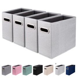 Comfortkeeper 4 Packs Letter Size File Organizer, File Folders Organizer, Fabric Storage Box, Collapsible Paper Organizer with Metal Handle, Smooth PVC Rails, Only Box (Light Gray)