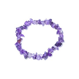 Taddart Minerals - Purple splinter bracelet made from natural gemstone amethyst strung on elastic nylon thread - handmade, Rubber, Amethyst