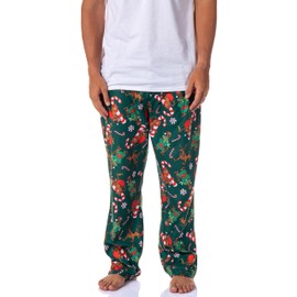Scooby-Doo Mens' Christmas Character Tree Reindeer Sleep Pajama Pants (Large) Green