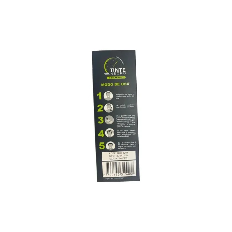Shampoo Para Canas Con Tinte Para Cabello Color Negro 2