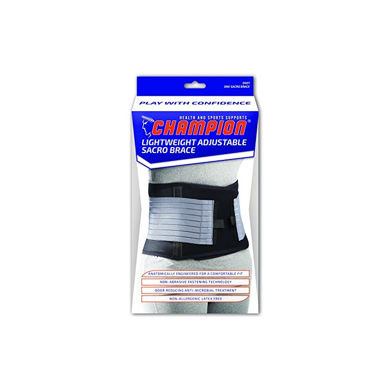 Champion Sacro Brace, Low-Back, Abdominal, Lightweight Support, Black, Regular