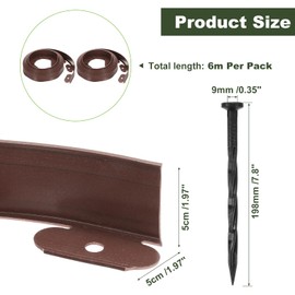 uxcell Landscape Edging, 2Pcs 40FT x 2" - No Dig Garden Edging Kit with 36 Stakes, Landscape Edging Border for Garden Lawn Flower Bed Yard Grass (Brown)