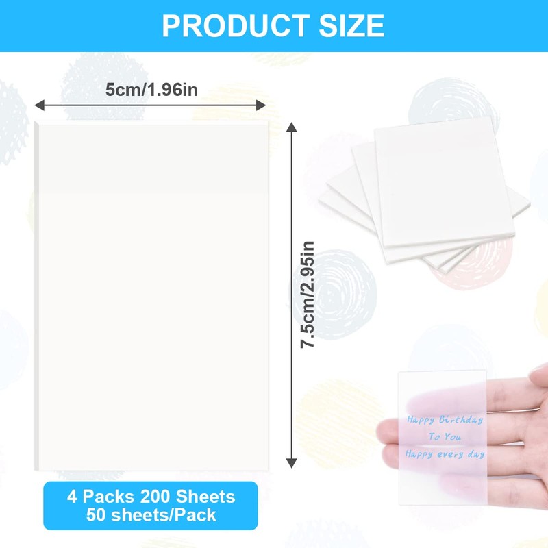 Vicloon Transparent Sticky Notes 75 * 50mm, 200Pcs Self-Stick Note