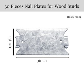 ZAVOOS 50 Pieces Nail Plates, 1.5 x 3 Inch Nail Plates for Wood Studs, Anti-Nail Cable Protection Plate Shield with Sharp Pointed Prongs for Construction Plumbing Wiring Projects