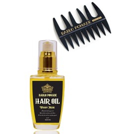 Babro Pomade Hair Oil for Men Non-Rinse Treatment & Mesh Comb Set Hair Balm Musk
