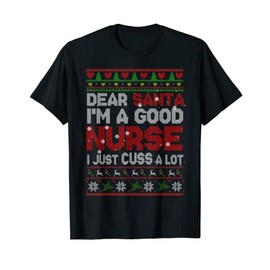 "Lieber Weihnachtsmann Ich bin eine gute Krankenschwester" Christmas Nurse Sweater T-Shirt, black