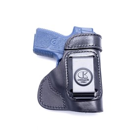 OUTBAGS USA LS3PM9 (Black-Right) Full Grain Heavy Leather IWB Conceal Carry Gun Holster for Kahr PM9 9mm. Handcrafted in USA.
