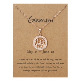 Zodiac Sign Necklace for Women 12 Constellation Pendant Necklace Horoscope Zodiac Necklace for Teen Girls Birthday Gift (J: gemini necklace gold)