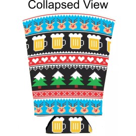 Coolie Junction Reindeer and Beers Christmas Pattern Pint Glass Coolie, Holiday Party
