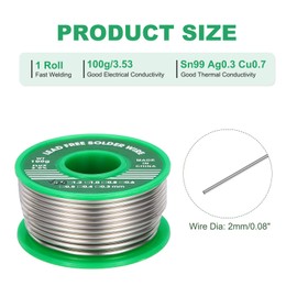 sourcing map Rosin Core Solder, 100g Tin Flux Core Solder 2mm for Electrical Soldering, Sn99.3 Cu0.7