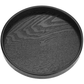 Round Wood Serving Tray, Solid Wooden Decorative Tray Non-Slip Tea Coffee Table Tray Snack Plate Food Meals Serving Tray with Raised Edges for Home Decor Kitchen Restaurant(11.8inch/30cm, Black)