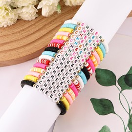 Cooluckday 16Pcs Cheer Gifts Bulk for Team Cheer Bracelets Stackable Clay Y2k Friendship Bracelets