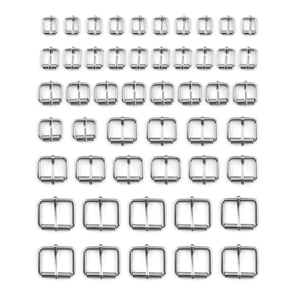 QWORK Pack of 50 Silver Metal Roller Buckle, Belt Hardware