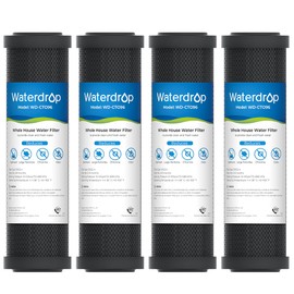 Waterdrop 2.5" x 10" Whole House CTO Carbon Water Filter Cartridge, 1 Micron Carbon Sediment Water Filter Replacement for DuPont® WFPFC8002, Culligan® D-10A, CBC-10, GE® FXWTC, GXWH20T, Pack of 4
