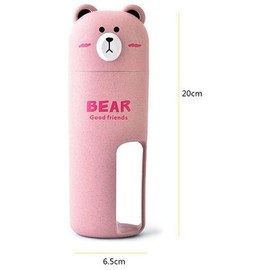 Travel Toothbrush Holder and Toothbrush Set, Bear Portable Business Wash Cup Holder (Pink)