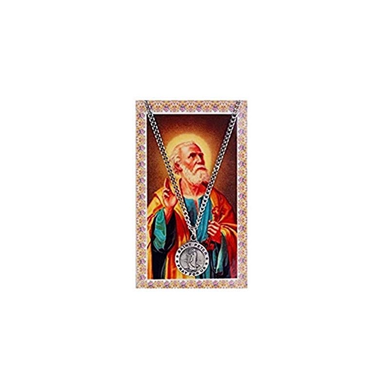 St Peter Prayer Card With Medal Catholic Christian Pendant Charm