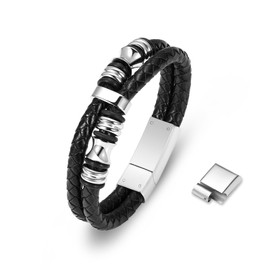 Minicremation Jewelry Length Bracelet for Men Leather Bracelet for Dad Cremation Jewelry Urn Bracelet for Ashes for Men Bracelet Ashes Memorial Keepsake Jewelry-Adjustable size 1.5cm