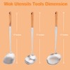 FJNATINH Wok Spatula and Ladle,Skimmer Ladle Tool Set, 17inches Spatula