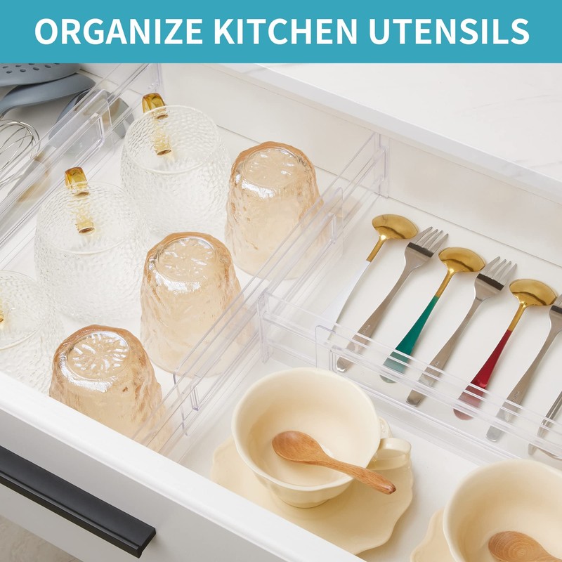 Drawer Dividers Organizers 6 Pack, Adjustable 3.14" High Expandable from