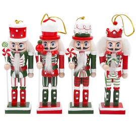 VALICLUD 4PCS Christmas Nutcracker Ornaments Mini Nutcracker Soldier Figures Wooden Hanging Christmas Decorations for Xmas Party