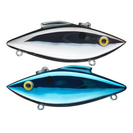 Bill Lewis Lures Lifelike Vibrations Rat-L-Trap 1/2 OZ Lipless Crankbait Fishing Wobble Sinking Lure for Black Bass, Trout, Walleye, Pike, Salmon, Chrome W/Half Black & Half Blue Back