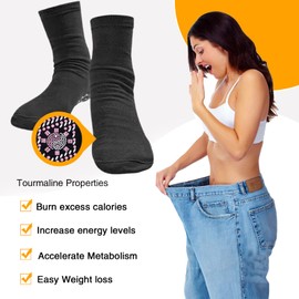 wohn&lebe AFIZ Tourmaline Health Socks, 5 Pairs of Afiz Tourmaline Health Socks, Magnetic Self-Heating Socks for Men and Women, Foot Massage Heating Socks, Relieve Leg Fatigue, Black, White, Red