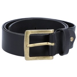 Gusti Jori Simple Leather Belt with Golden Buckle Accessories Men Women Unisex Belt Black Leather, black