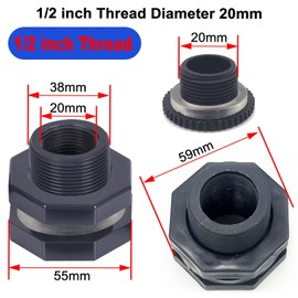 Qitdathn 4 PCS Rain Barrel Bulkhead Fitting kit with Plugs and Hole Saw Tool, 1/2" (Inside Diameter is About 20mm) PVC Spigot Connector Kit for Rain Barrels Pools Aquariums (20mm ID Bulkhead 1/2")