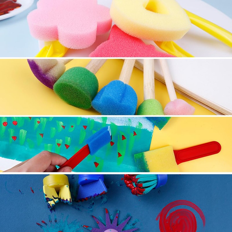 31-Piece Washable Finger Paint Set, DIY Painting Sponge Brush Set