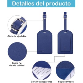 5 Identificadores de Maletas de Viaje, Tags para Maletas de Viaje, Etiquetas de Equipaje con Diseño Moderno, Para Viajeros Frecuentes y Vacaciones, Hecho de Material PU, Set de 5 Colores Diferentes