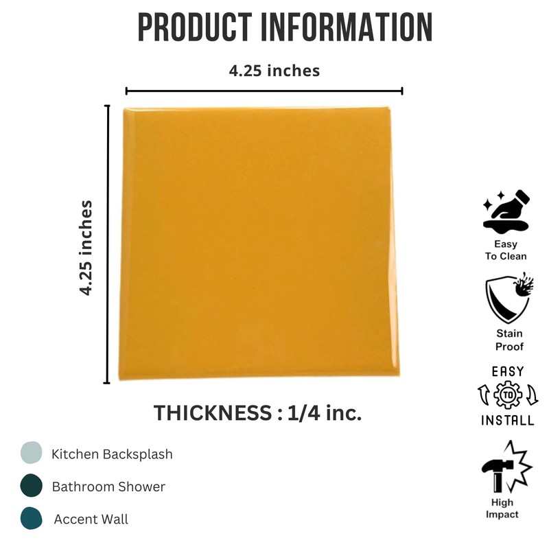 4 in Ceramic Tile Gloss 4 1/4" Box of 10