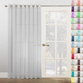 Megachest Woven Voile super wide metallic ring top Curtain 1 Panel (Silver, 116" wide X 81" drop(W300cmX206cm))