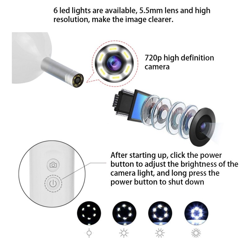 5.5mm Wireless Wifi Ear Inspection Endoscope Camera Handheld Otoscope with